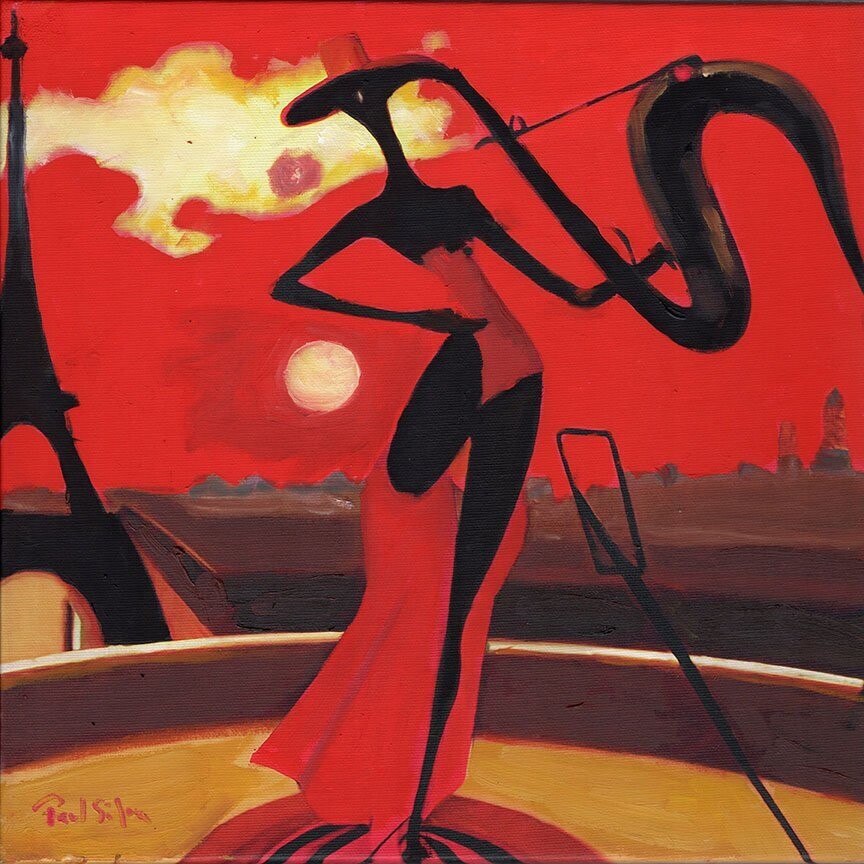 "Paris Jazz" Mixed Media Original 12 x 12
