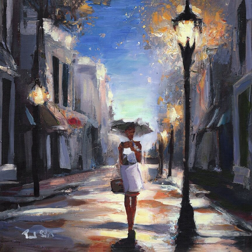 "The Little White Dress" Mixed Media Original 12 x 12