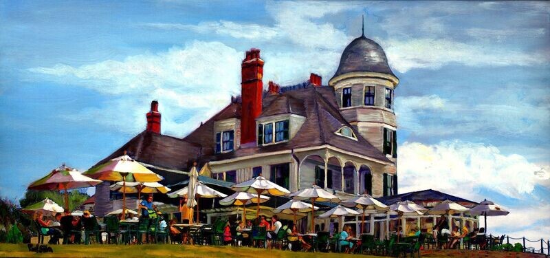"Inn at Castle Hill" Original Mixed-Media 30x15