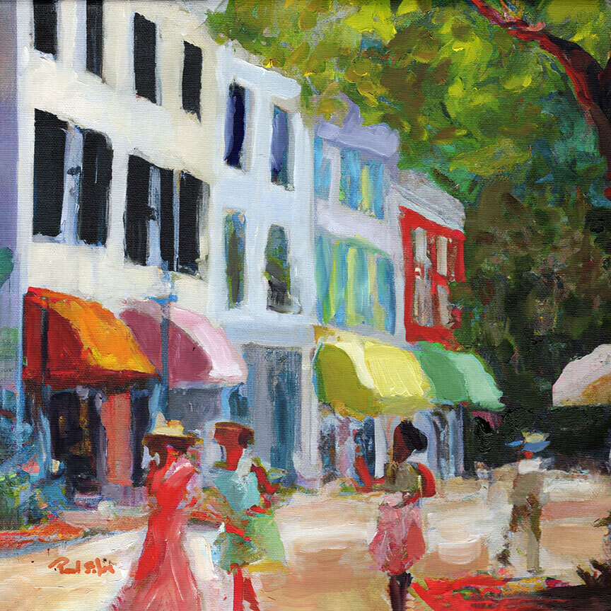 "Charleston Neighbors" Mixed Media Original 12 x 12