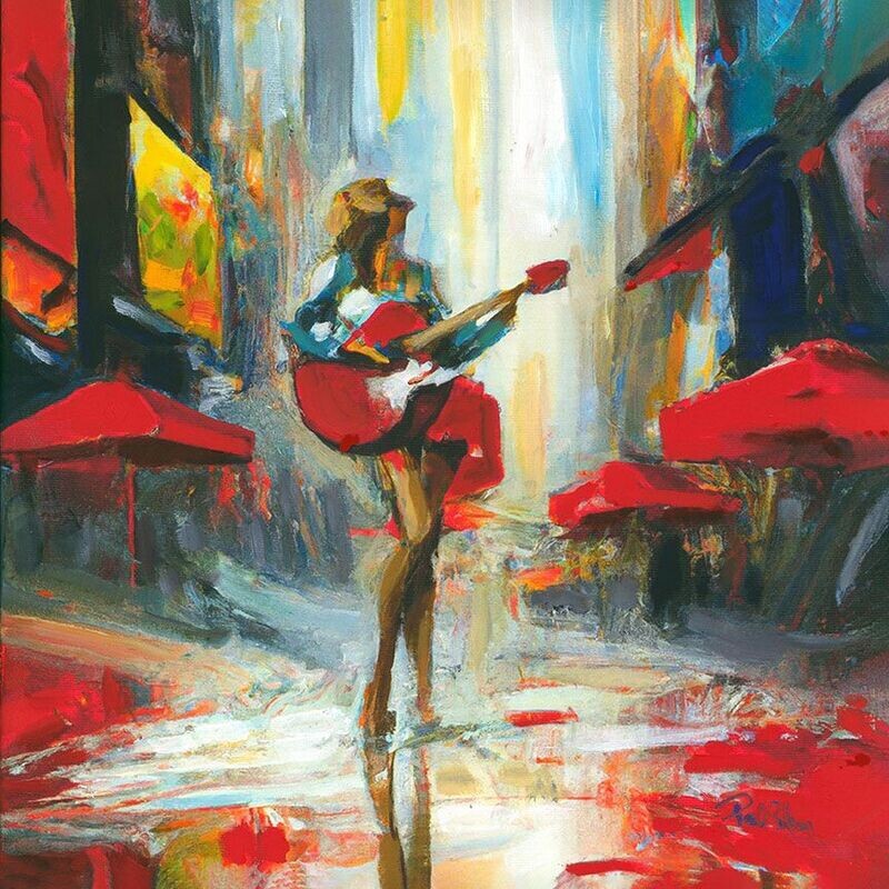 "Rocking Red Robin" Mixed Media Original 12 x 12