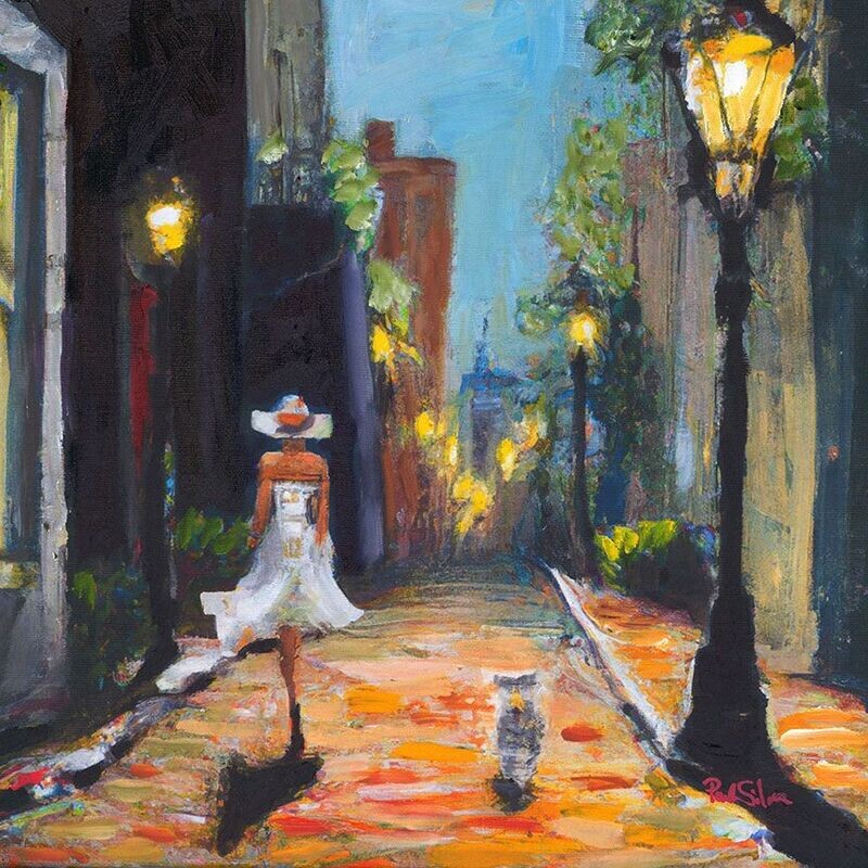 "The Alley Walk" Mixed Media Original 12 x 12