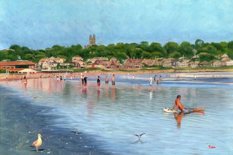"Newport's 1st Beach" Hand Painted Oil 16x24