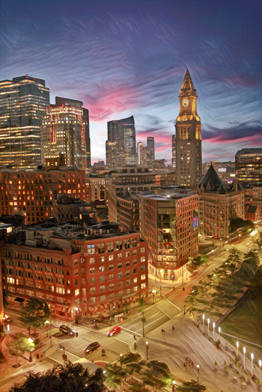 "Boston Custom House" Hand Painted Oil 16x24