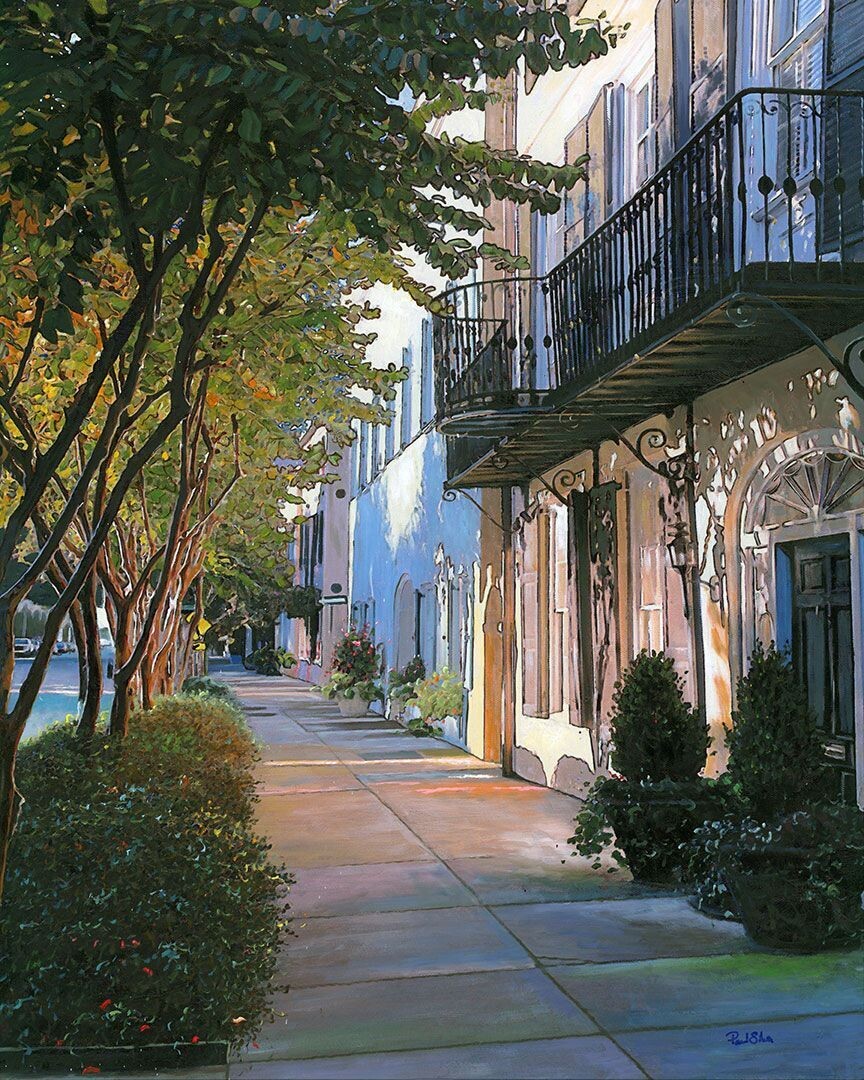 "Rainbow Row Morning III"