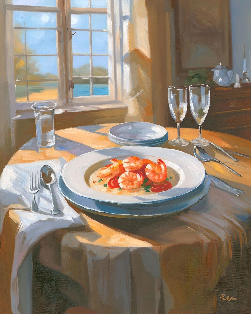 "Shrimp and Grits" Hand Painted Oil 24x30
