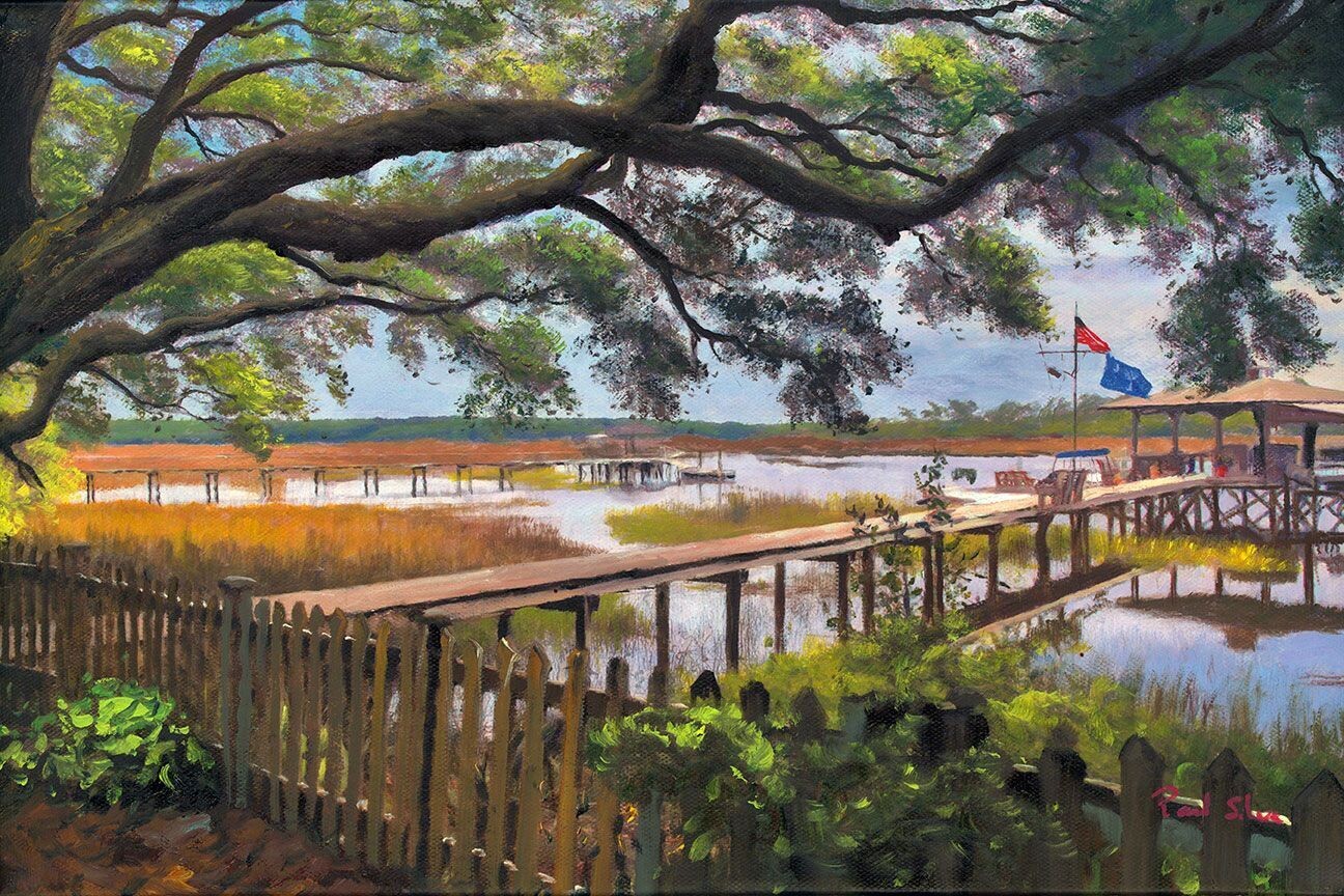 "Palmetto Landing" Hand Painted Oil 18x12