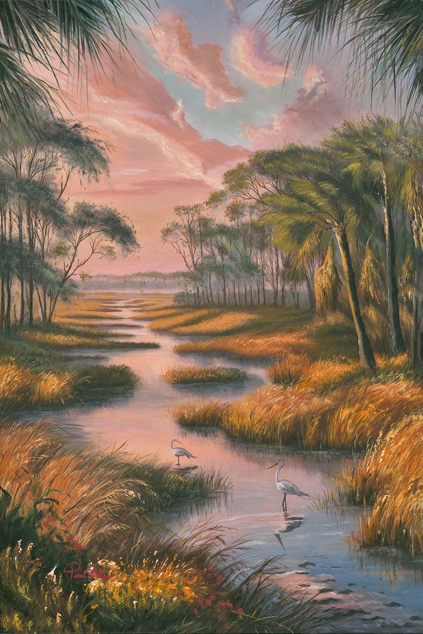 "Lowcountry Marsh at Dusk" Hand Painted Oil 16x24