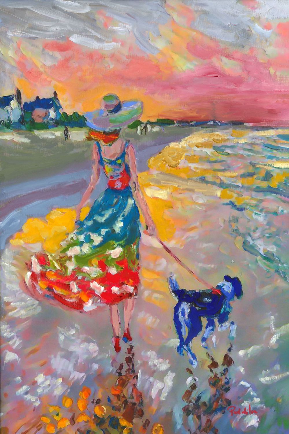 "Beach Walk Bliss" Hand Painted Oil 16x24