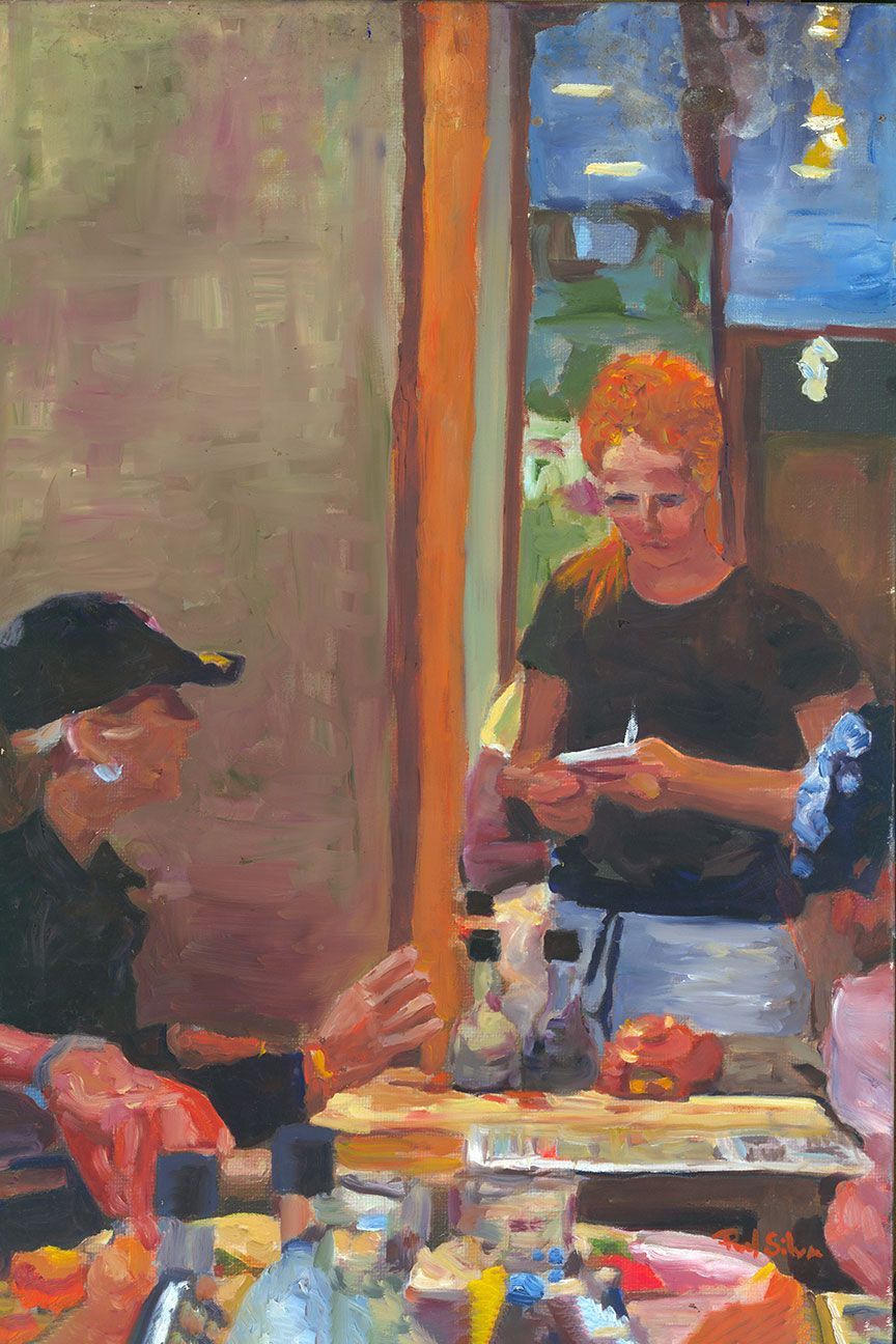 "Le Pain Quotididn Waitress"  Mixed Media Original 30x20