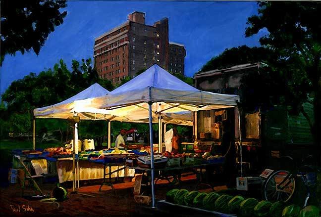 "Farmers Market Dawn Setup"