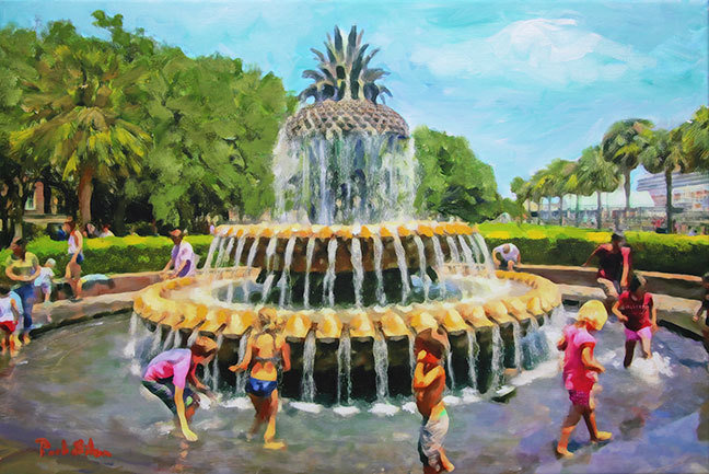 "Children at the Pineapple Fountain"