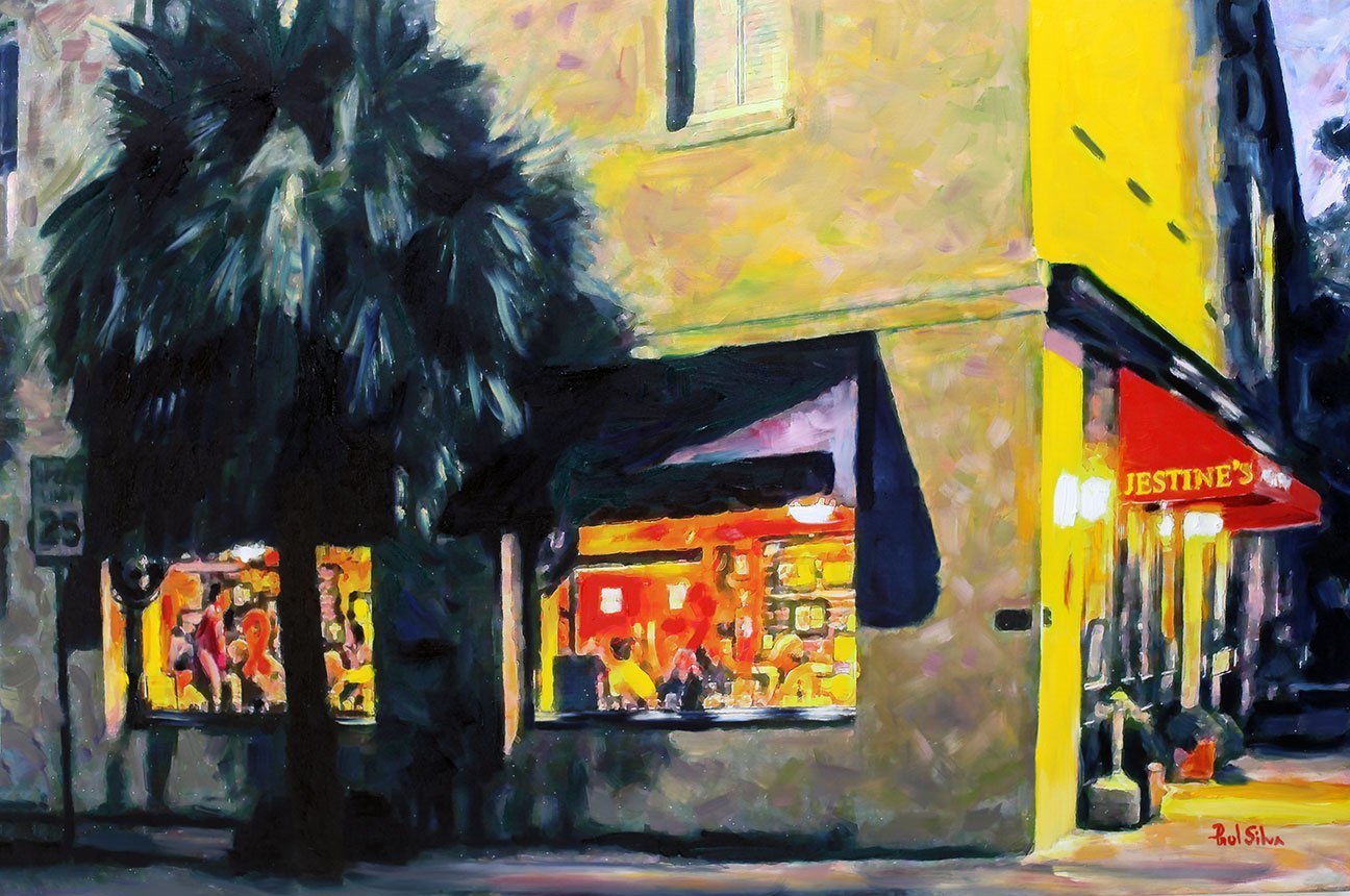"Jestine's Nighthawks" Mixed Media Original 36x24
