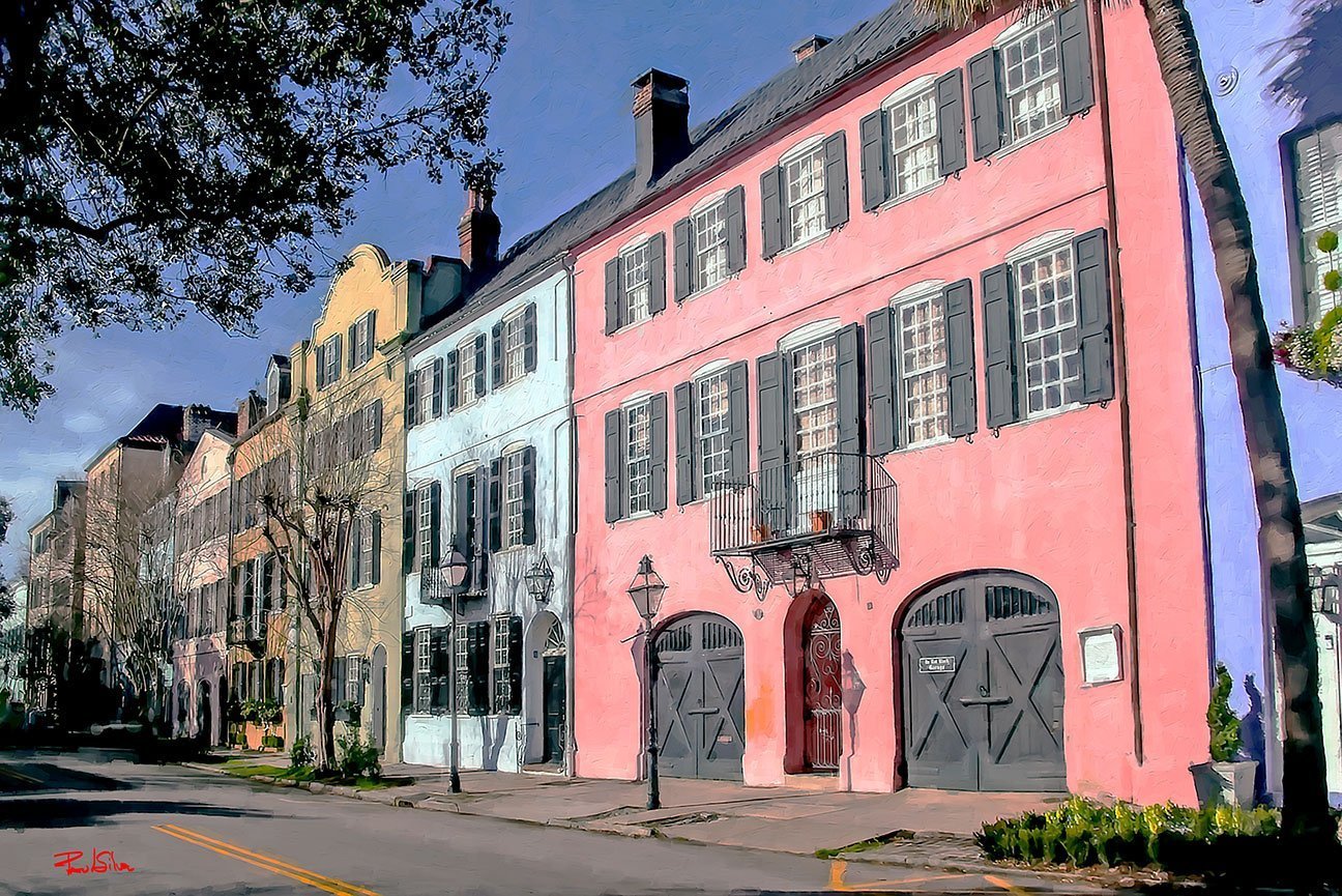 "Rainbow Row Winter Morning"