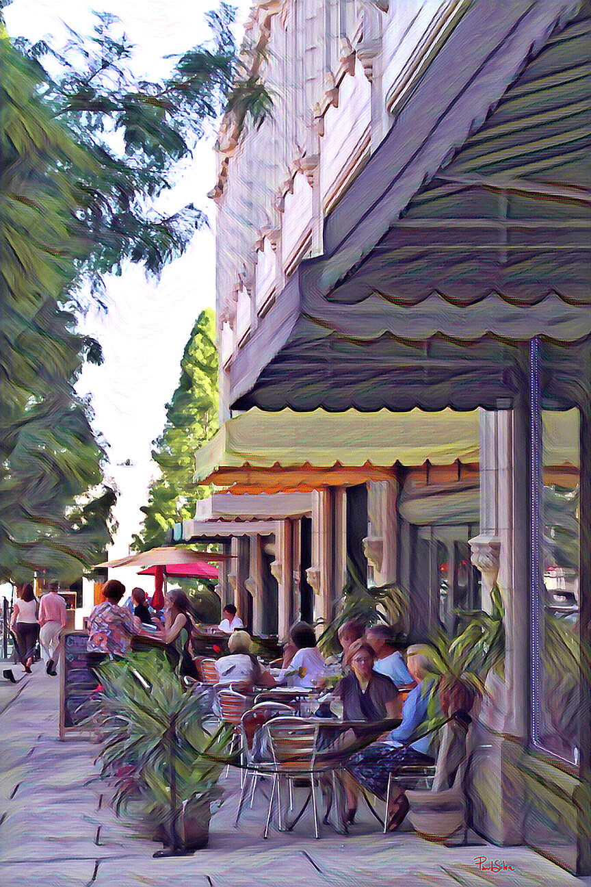 "Asheville Sidewalk Dining" Colorful Painter