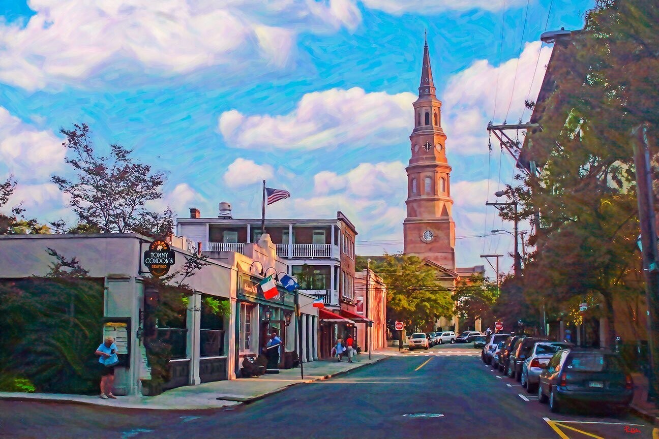 "Church Street Blue Sky " Colorful Painter Series