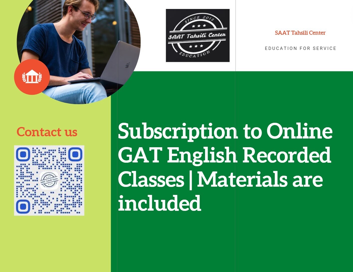 Subscription to Online GAT English Recorded Classes | Materials are included