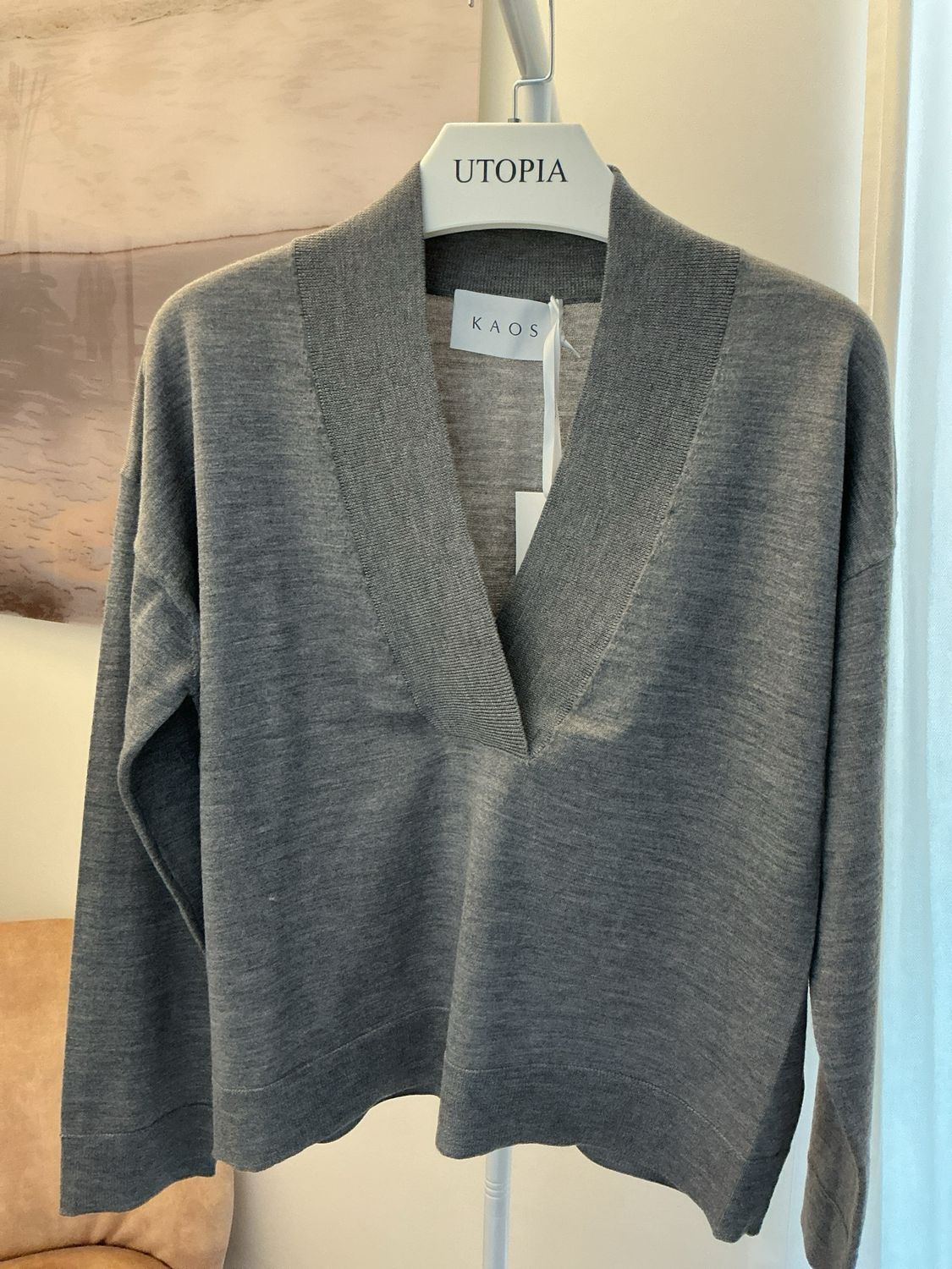 Trui Kaos - Grijs - V-hals- model RI1NT064