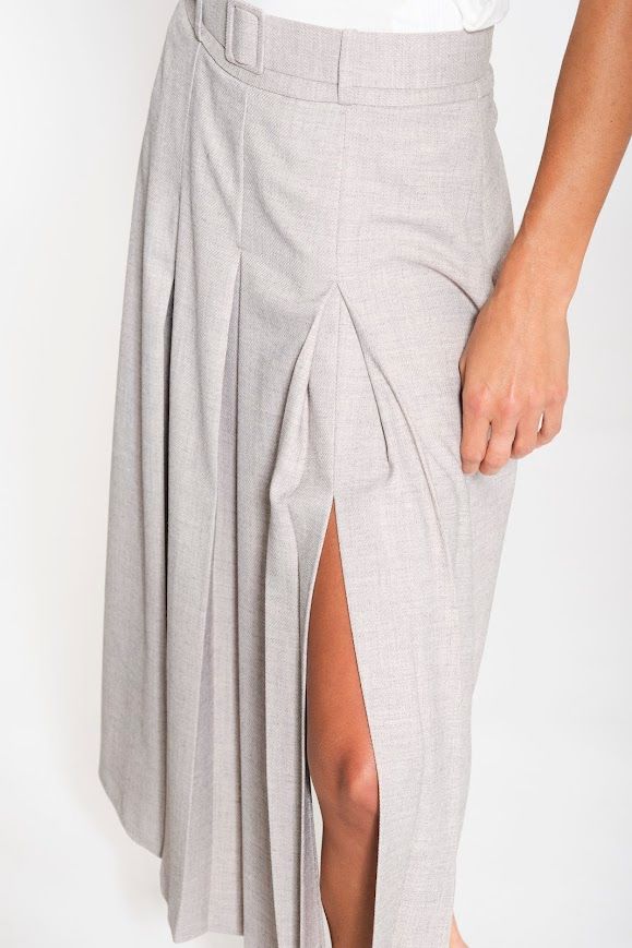 Kaos Rok RIJCO003 Grijs – Wijde Plooienrok met Ceintuur