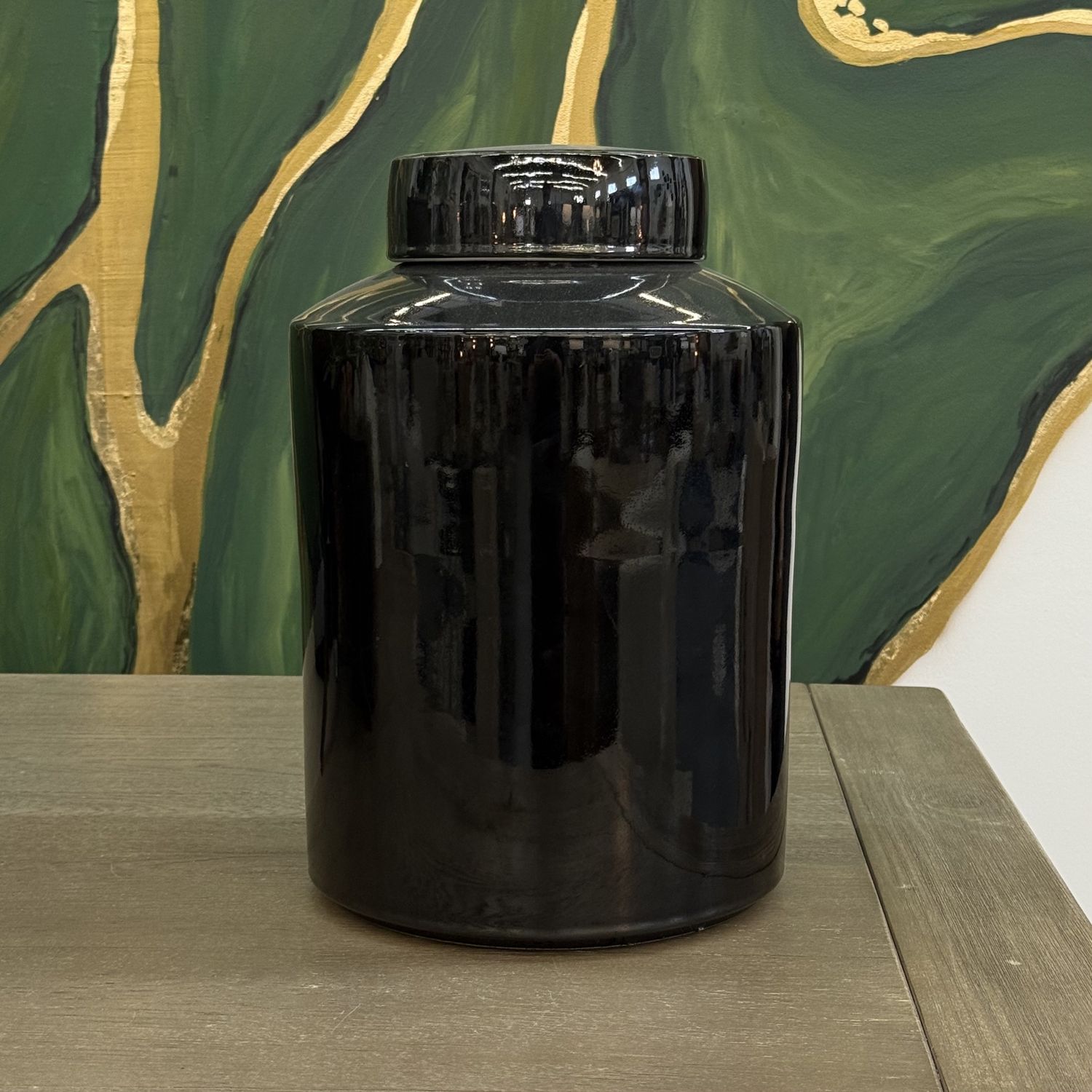 Black Ceramic Oversized Urn Vase with Lid