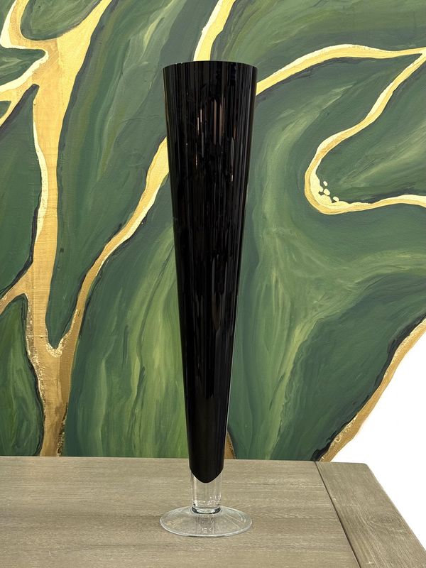 Black Glass Flute Vase