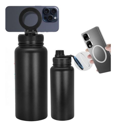Termo Térmico Acero Inox 600 Ml Con Soporte Magnético Negro, Color: Negro