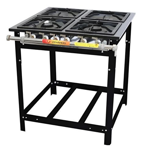 Anafe Industrial A Gas 4 Hornallas Venancio 2 Fuegos Dobles Negro