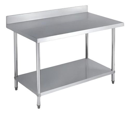Mesa De Acero Inoxidable Con Zocalo Y Estante. 80x50x88cm