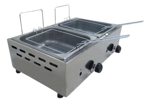 Freidora Doble Industrial A Gas Brascal 4,8 + 4,8 Litros - Gris