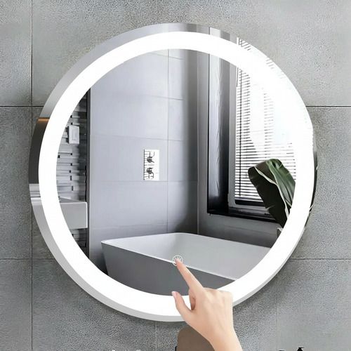 Espejo Touch Con Luz Led Cálida Y Fría Redondo 80 Cm Blanco