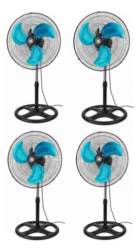Pack De 4 Ventiladores De Pie 3 Aspas Metálicas 3 En 1 50 Cm 50hz/60hz Negro Acero 3