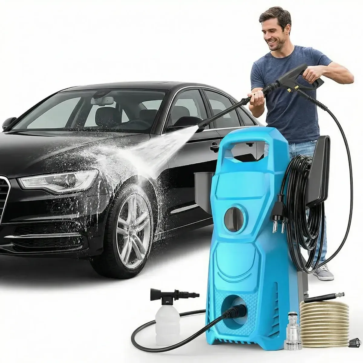 Hidrolavadora eléctrica de 1400 W Celeste 140 bar de alta presión  , ideal para lavaderos o uso domestico