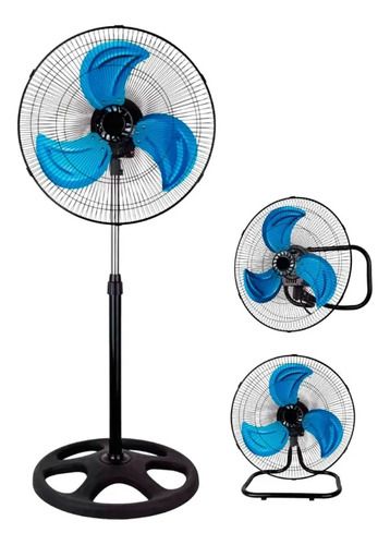 Ventilador De Pie 3 Velocidades 3 Aspas De Acero 60 Watts 50 Cm 50hz/60hz Negro Gris Acero 3