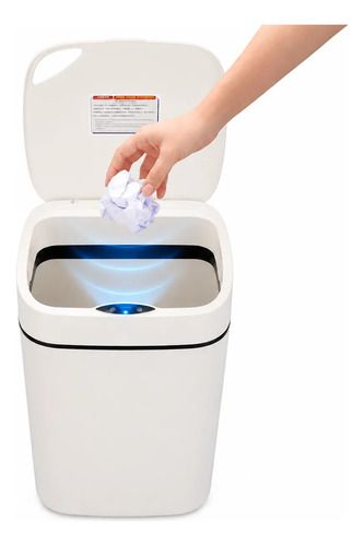 Papelera Basurero Inteligente De 16 Litros Con Sensor Blanco