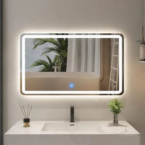 Espejo Touch Con Luz Led Cálida Y Fría Rectangular 90 X 70cm Blanco