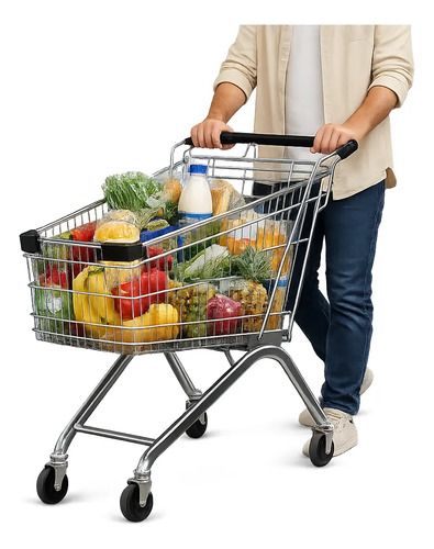 Carro (carrito) De Compras De Supermercado Metálico 100 Lts Negro