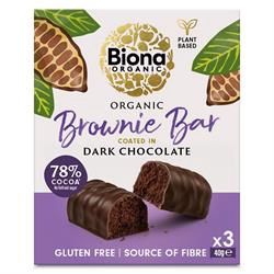 Biona Brownie Bar in Dark Chocolate 40g x3