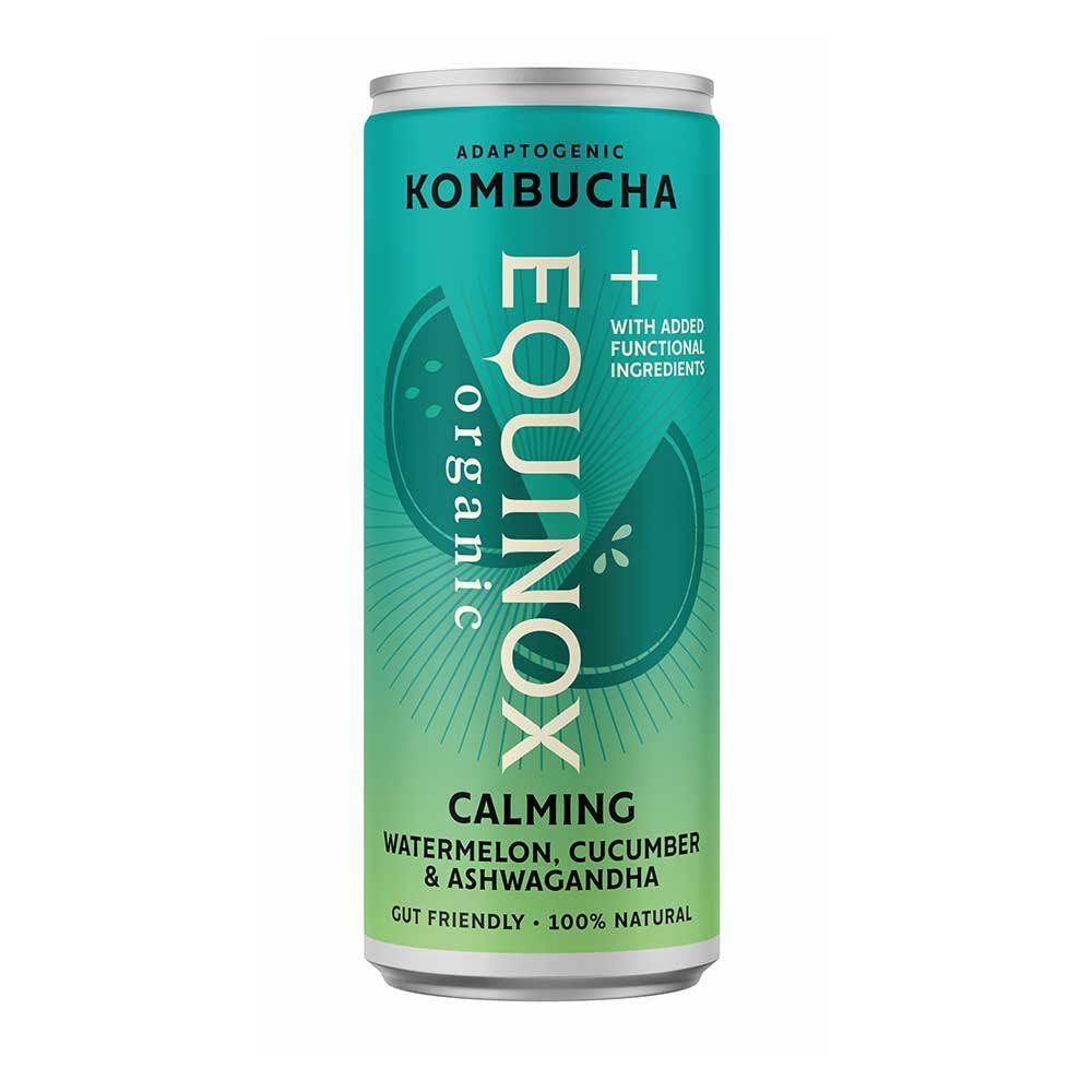 Equinox Kombucha Organic Watermelon, Cucumber &amp; Ashwaghanda - Calming Kombucha - can