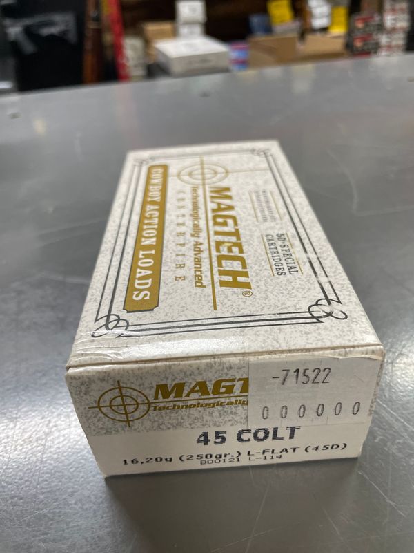 Magtech 45 Colt, 250gr, Lead flat nose cowboy loads. 50/box