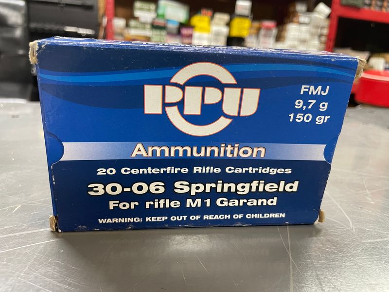 PPU 30-06 Springfield for M1 Garand. 150gr FMJ. 20/box