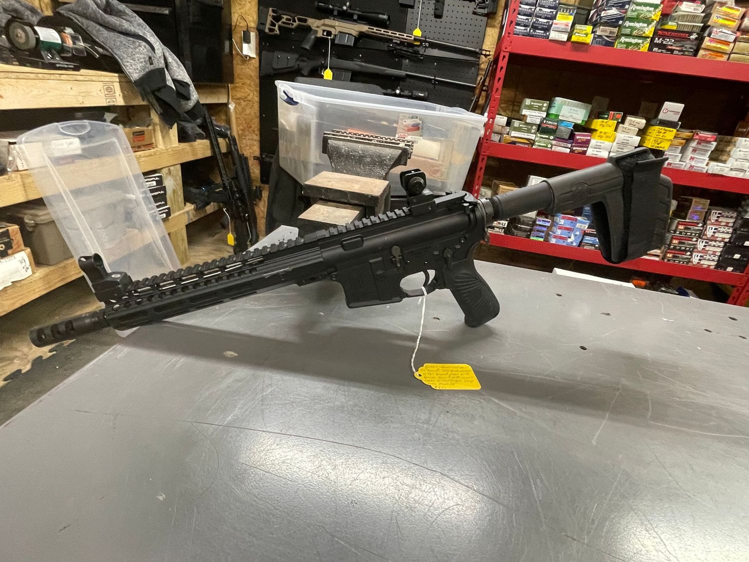 Spikes Tactical AR15 pistol, 10 1/2 inch ,450 Bushmaster, foldable iron sights Spartan receiver, 1 mag. Some storage scratches Spikes Tactical AR15 pistol, 10 1/2 inch ,450 Bushmaster, foldable iron sights Spartan receiver, 1 mag. Some storage scratches