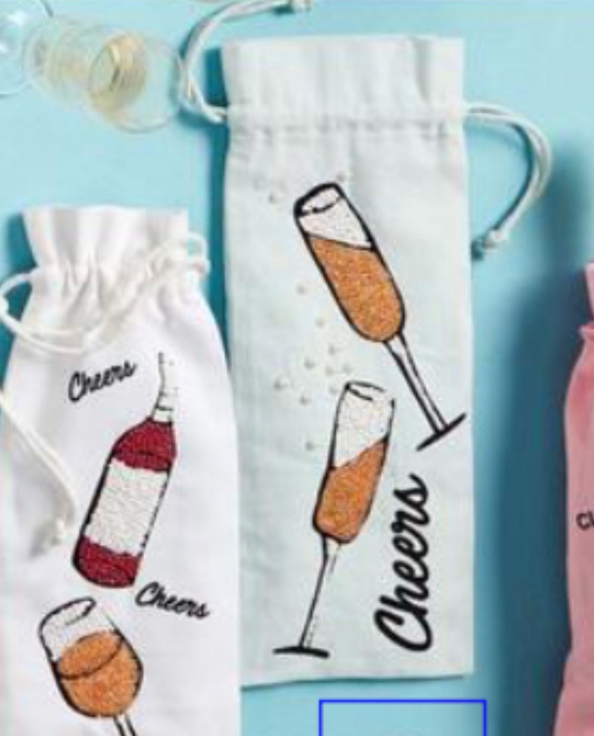 WINE BOTTLE BEADED WINE BAG WHITE