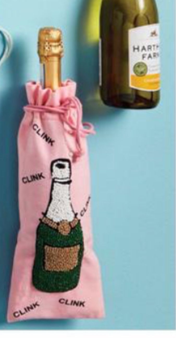 CHAMPAGNE BOTTLE BEADED WINE BAG