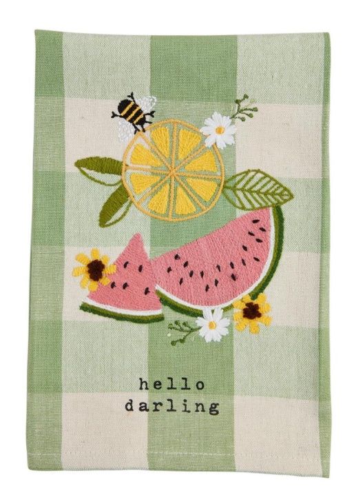 HELLO DARLING EMBROIDERED TOWEL