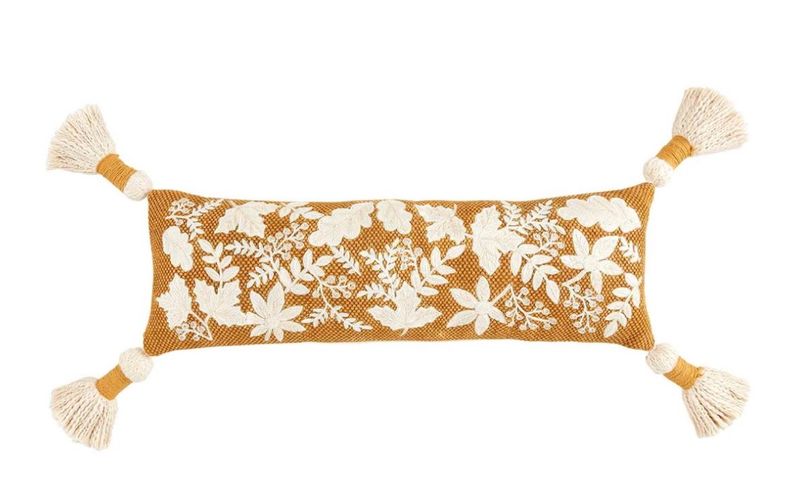 Mustard Leaf Emb Pillow Lumbar