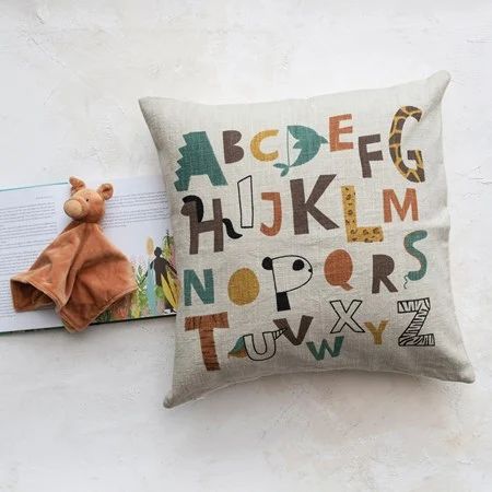 Cotton Pillow W/ Printed Alphabet