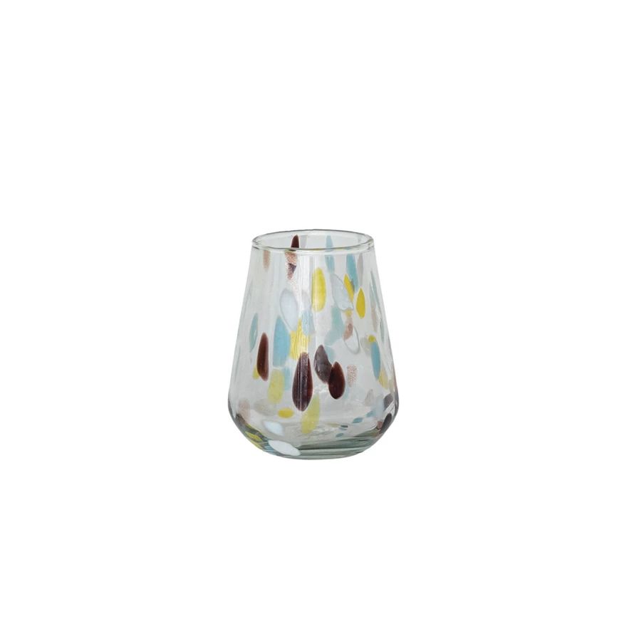 HAND-BLOWN CONFETTI DRINKING GLASS