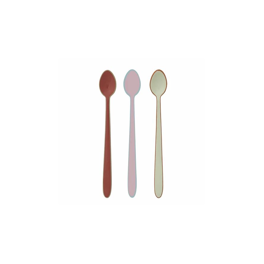 ENAMELED STAINLESS STEEL COCKTAIL SPOON