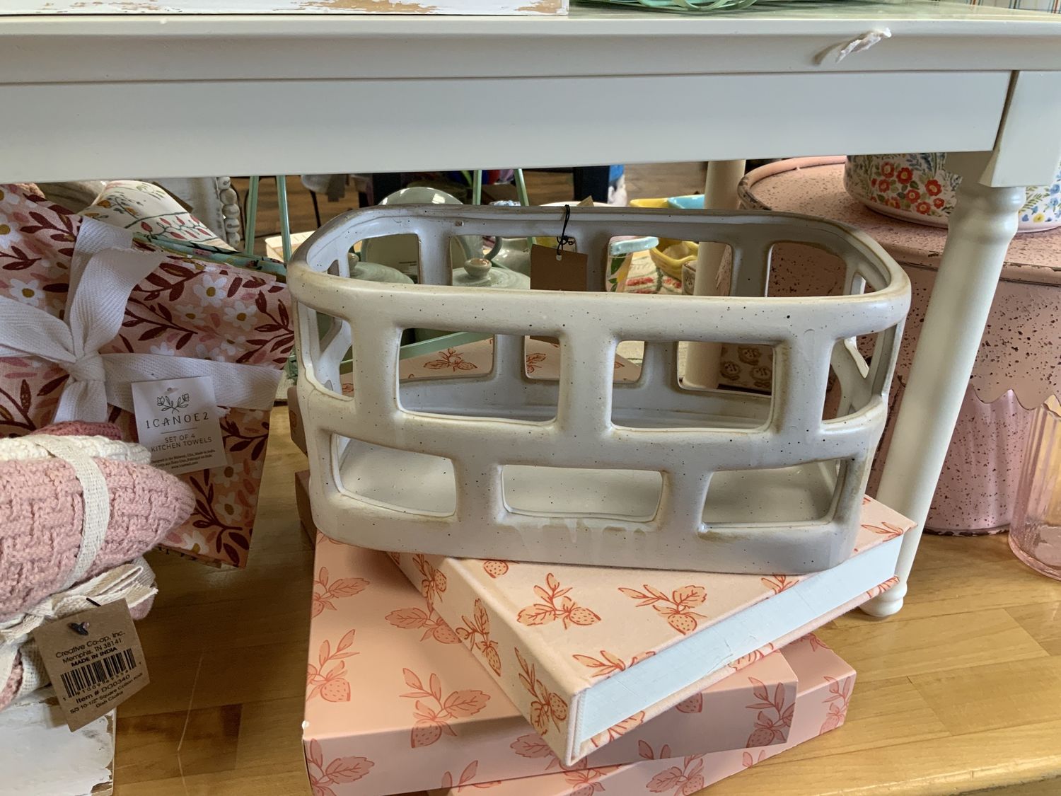 Distressed Stoneware basket