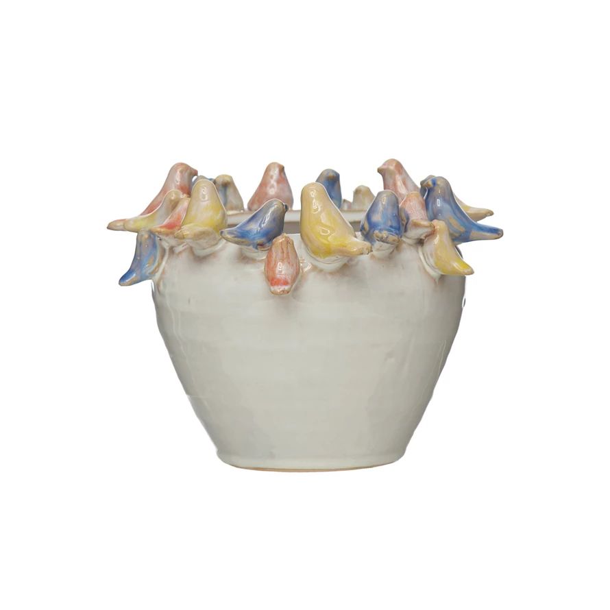 Stoneware Bird Pot
